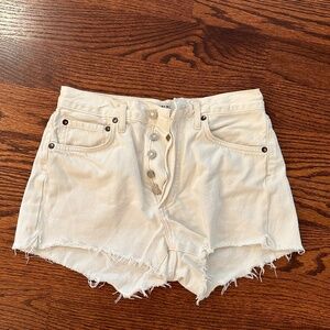 Agolde Parker vintage cut-off white jean shorts, size: 25
